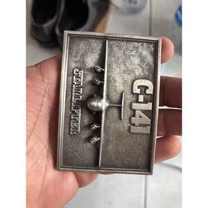 Vintage C-141 Starlifter Airplane Aviation Jet US Air Force Military Belt Buckle